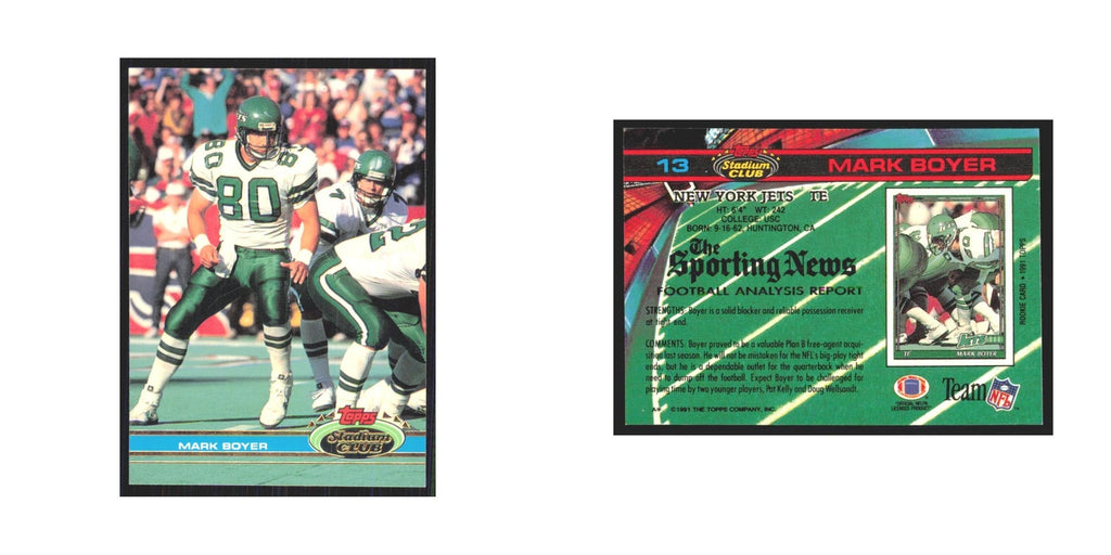 1991 Stadium Club Mark Boyer Jets #13