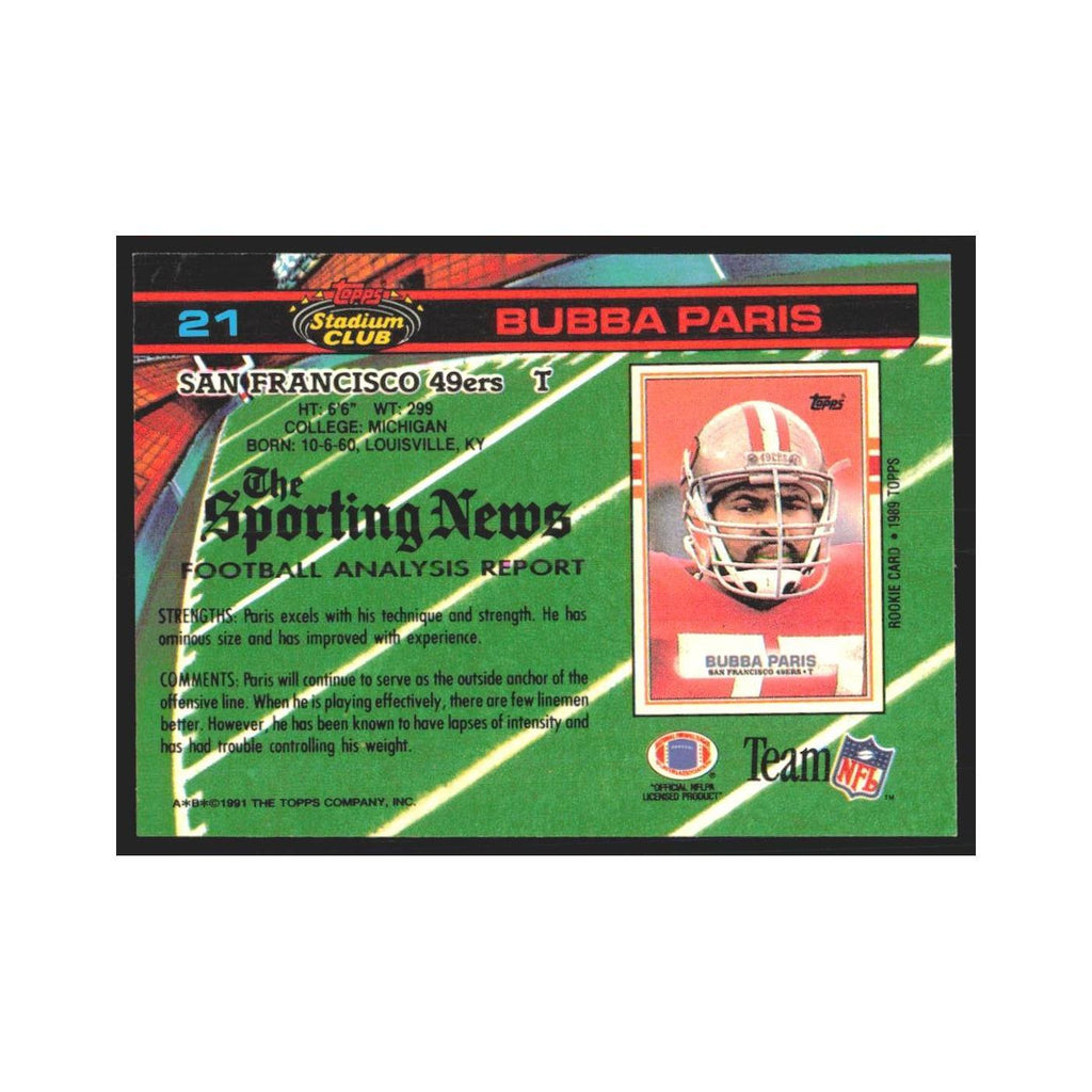 1991 Stadium Club Bubba Paris 49ers #21