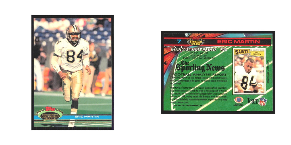 1991 Stadium Club Eric Martin Saints #7