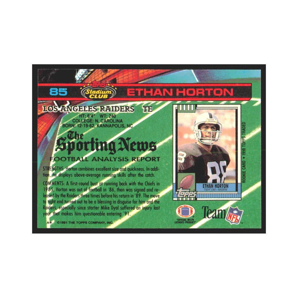 1991 Stadium Club Ethan Horton Los Angeles Raiders #85