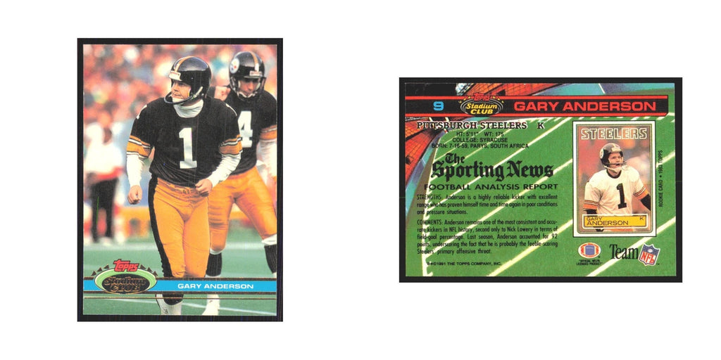 1991 Stadium Club Gary Anderson Steelers #9