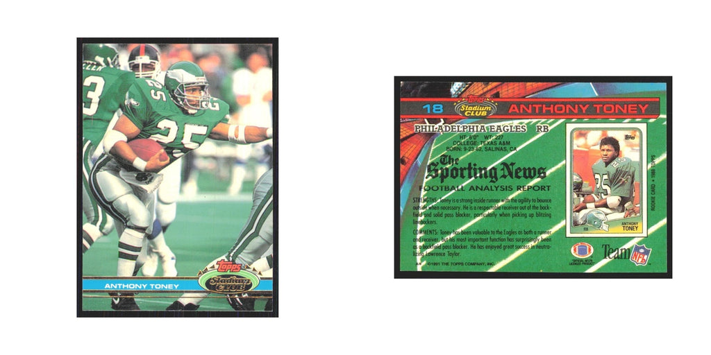 1991 Stadium Club Anthony Toney Eagles #18