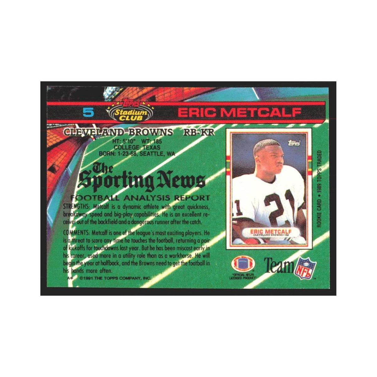 1991 Stadium Club Eric Metcalf Browns #5