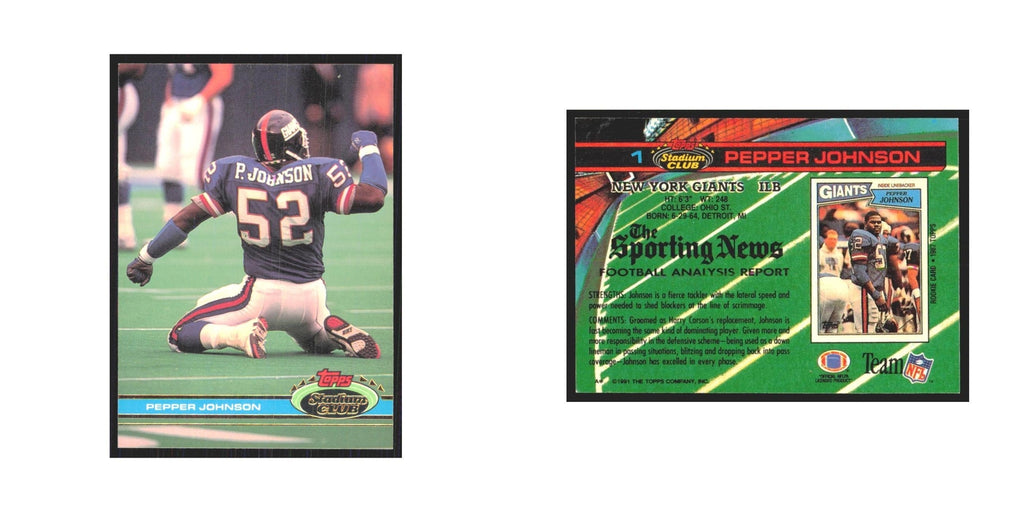 1991 Stadium Club Pepper Johnson Giants #1