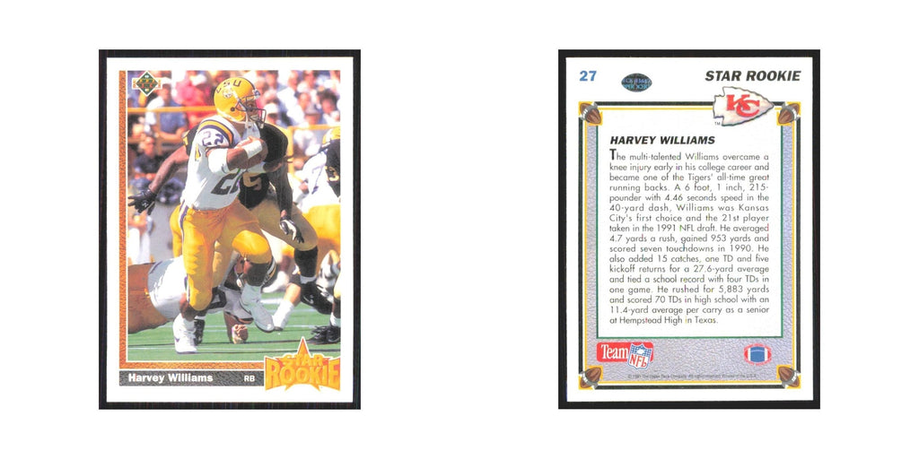 1991 Upper Deck Harvey Williams RC Chiefs #27