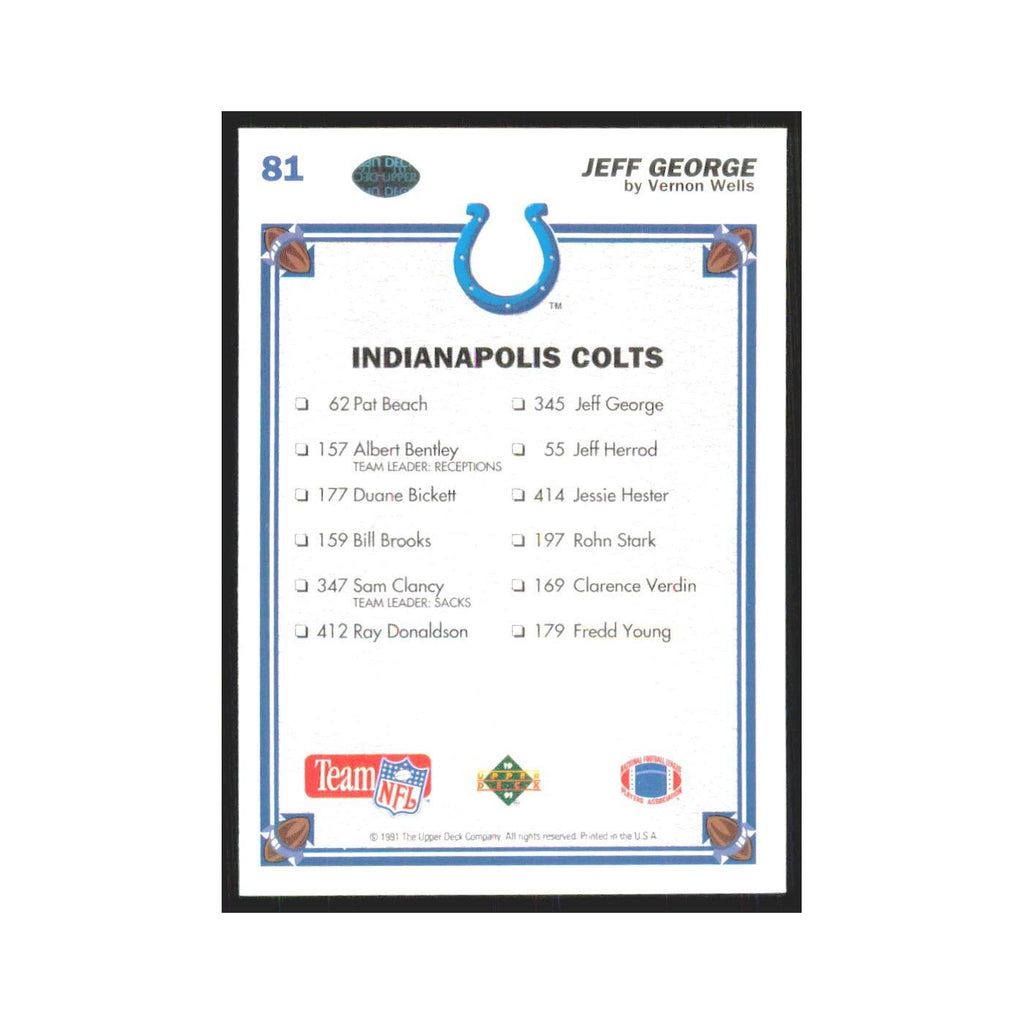 1991 Upper Deck Jeff George Colts #81