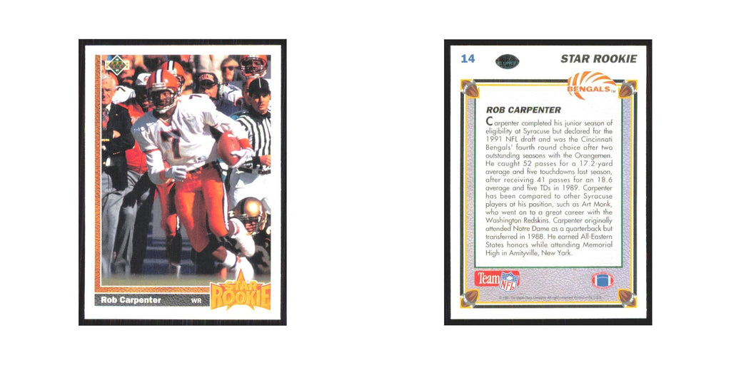 1991 Upper Deck Rob Carpenter RC Bengals #14