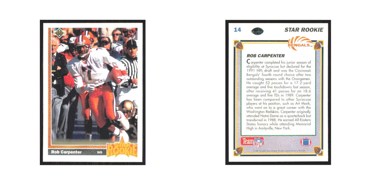 1991 Upper Deck Rob Carpenter RC Bengals #14