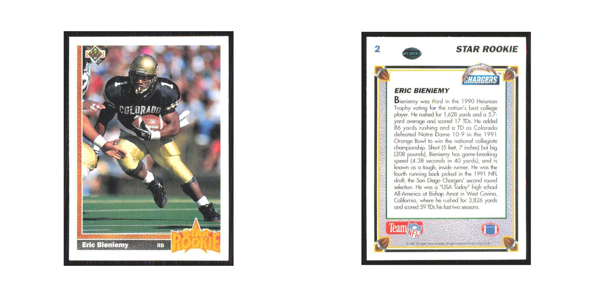 1991 Upper Deck Eric Bieniemy RC San Diego Chargers #2