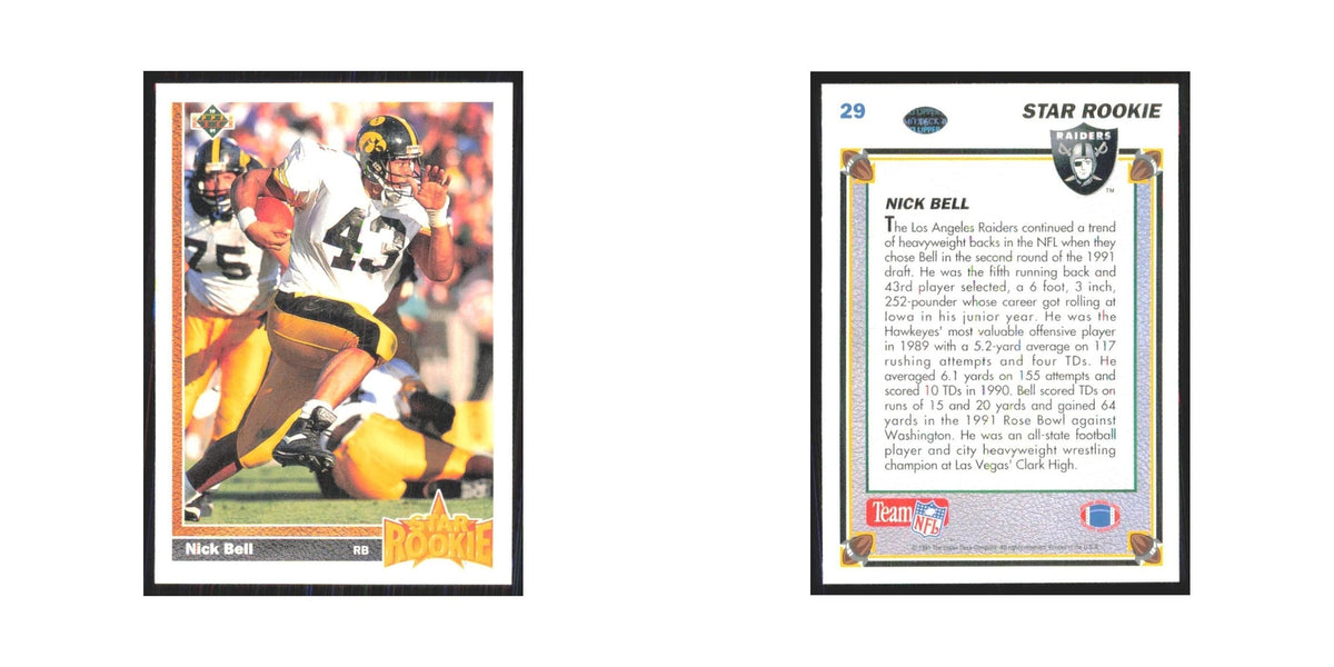 1991 Upper Deck Nick Bell RC Los Angeles Raiders #29