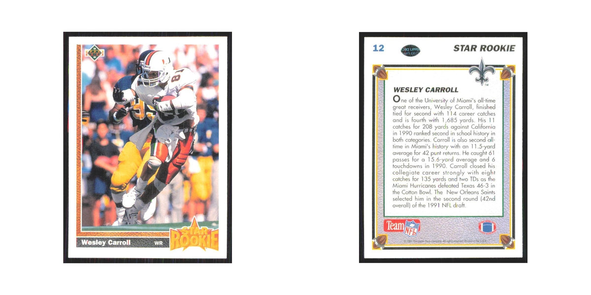 1991 Upper Deck Wesley Carroll RC Saints #12