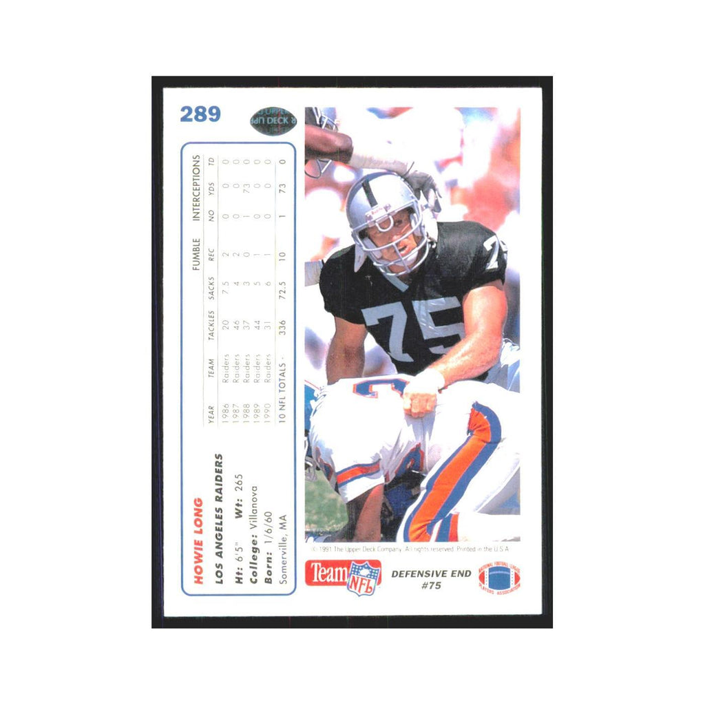 1991 Upper Deck Howie Long Los Angeles Raiders #289