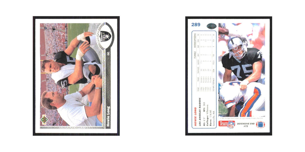 1991 Upper Deck Howie Long Los Angeles Raiders #289