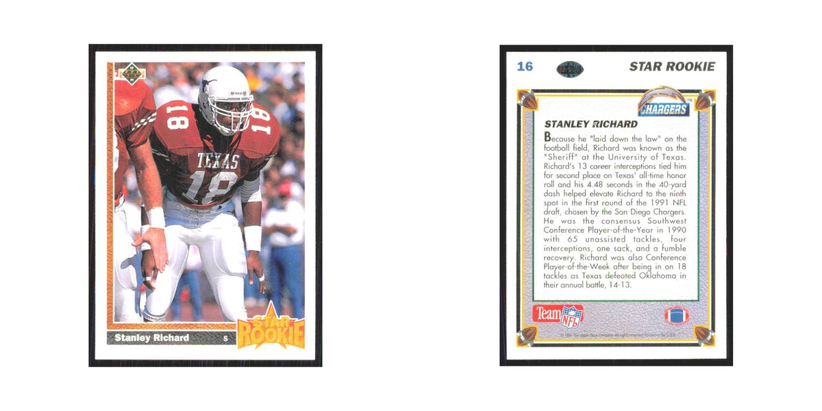 1991 Upper Deck Stanley Richard RC San Diego Chargers #16