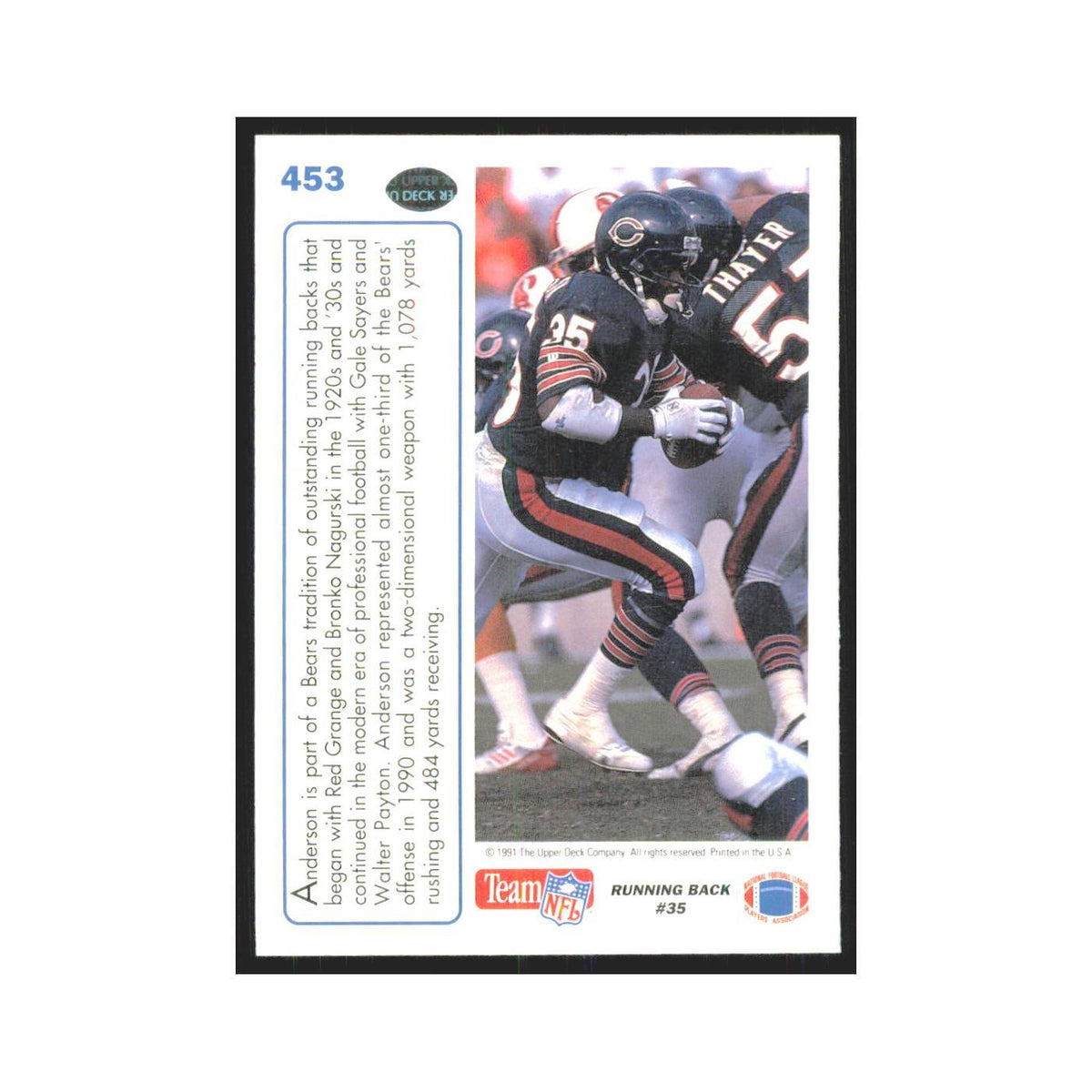 1991 Upper Deck Neal Anderson Bears #453