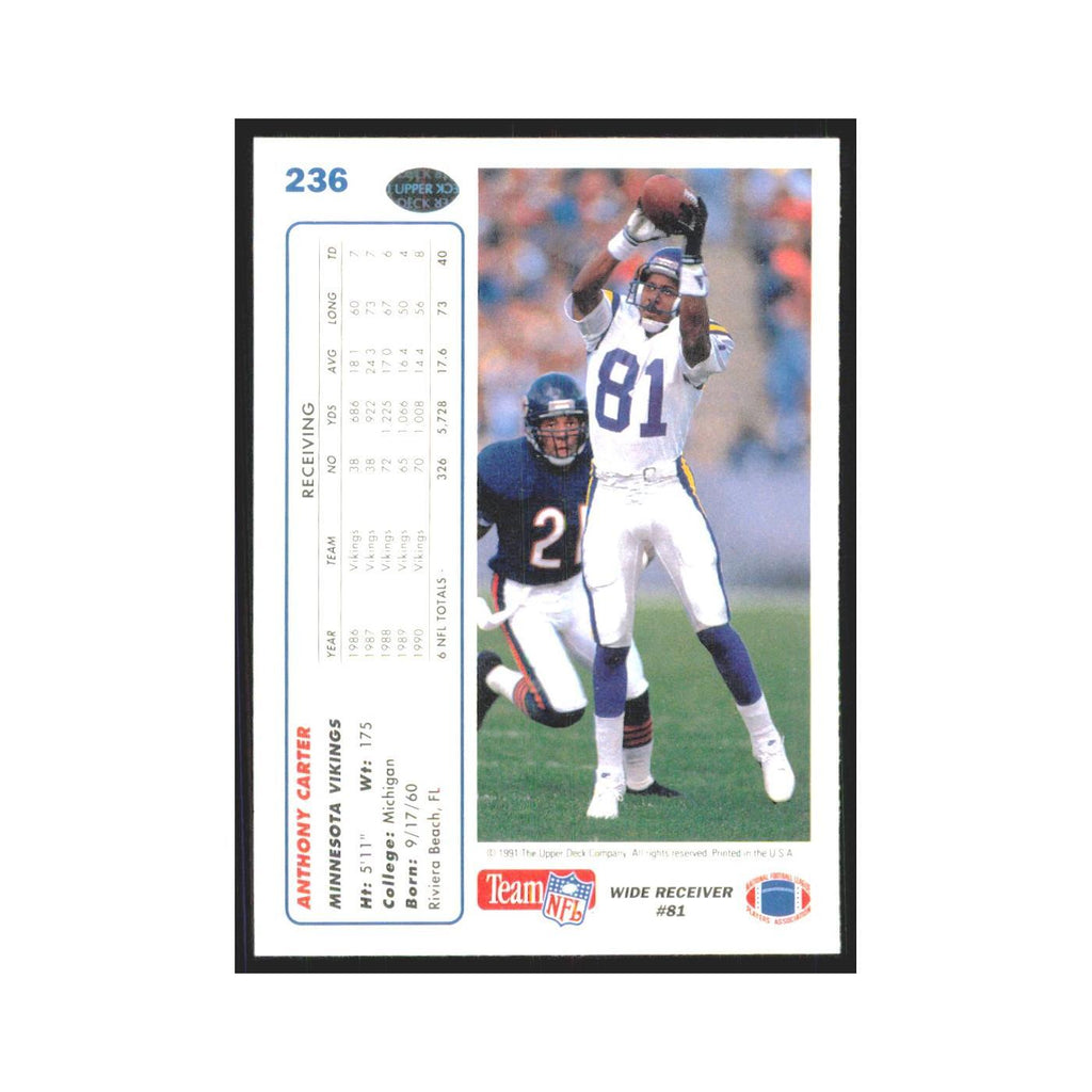 1991 Upper Deck Anthony Carter Vikings #236
