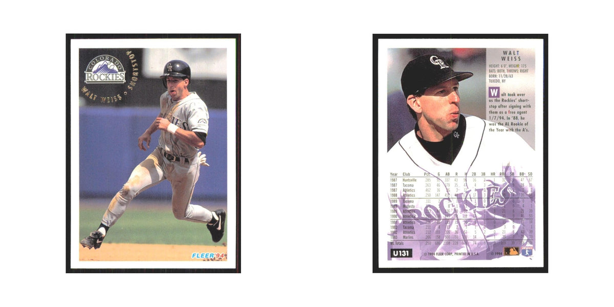 Walt Weiss 1994 Fleer Update #U131 Colorado Rockies Baseball Card NM