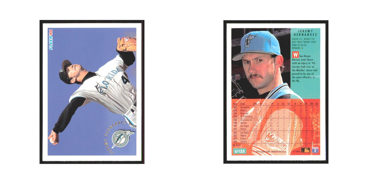 Jeremy Hernandez 1994 Fleer Update #U135 Florida Marlins Baseball Card NM