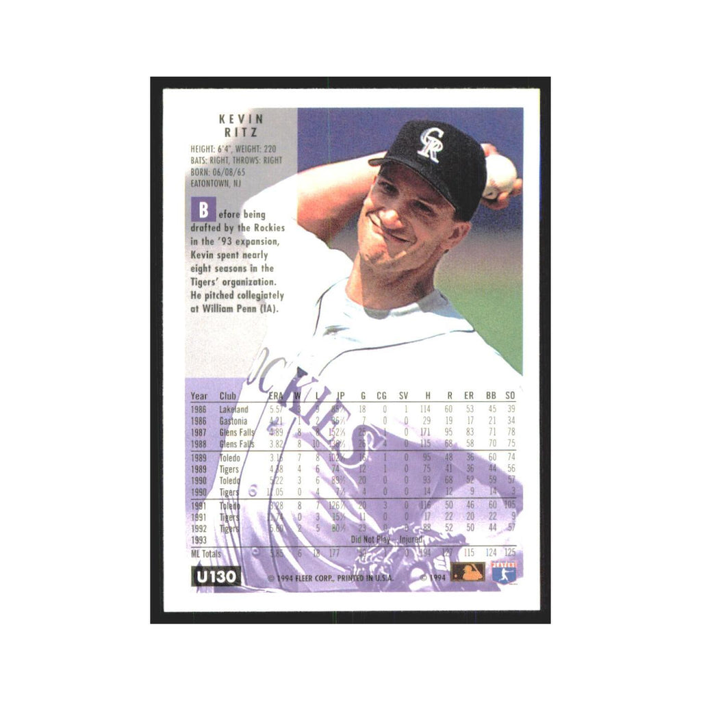 Kevin Ritz 1994 Fleer Update #U130 Colorado Rockies Baseball Card NM