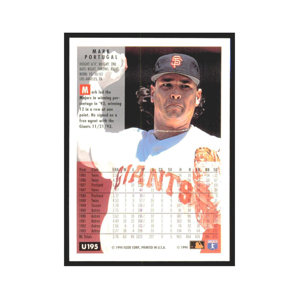 Mark Portugal 1994 Fleer Update #U195 San Francisco Giants Baseball Card NM