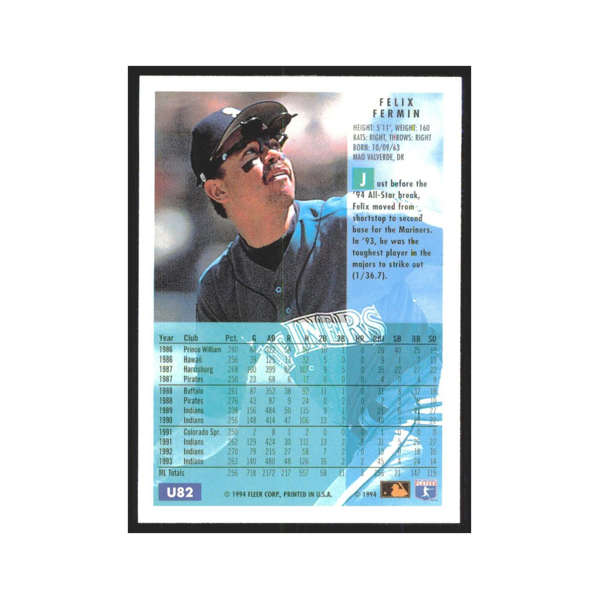 Felix Fermin 1994 Fleer Update #U82 Seattle Mariners Baseball Card NM