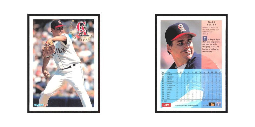 Mark Leiter 1994 Fleer Update #U19 California Angels Baseball Card NM