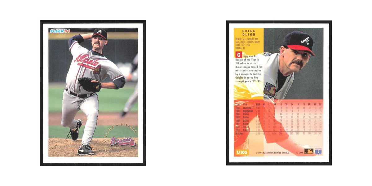 Gregg Olson 1994 Fleer Update #U105 Atlanta Braves Baseball Card NM
