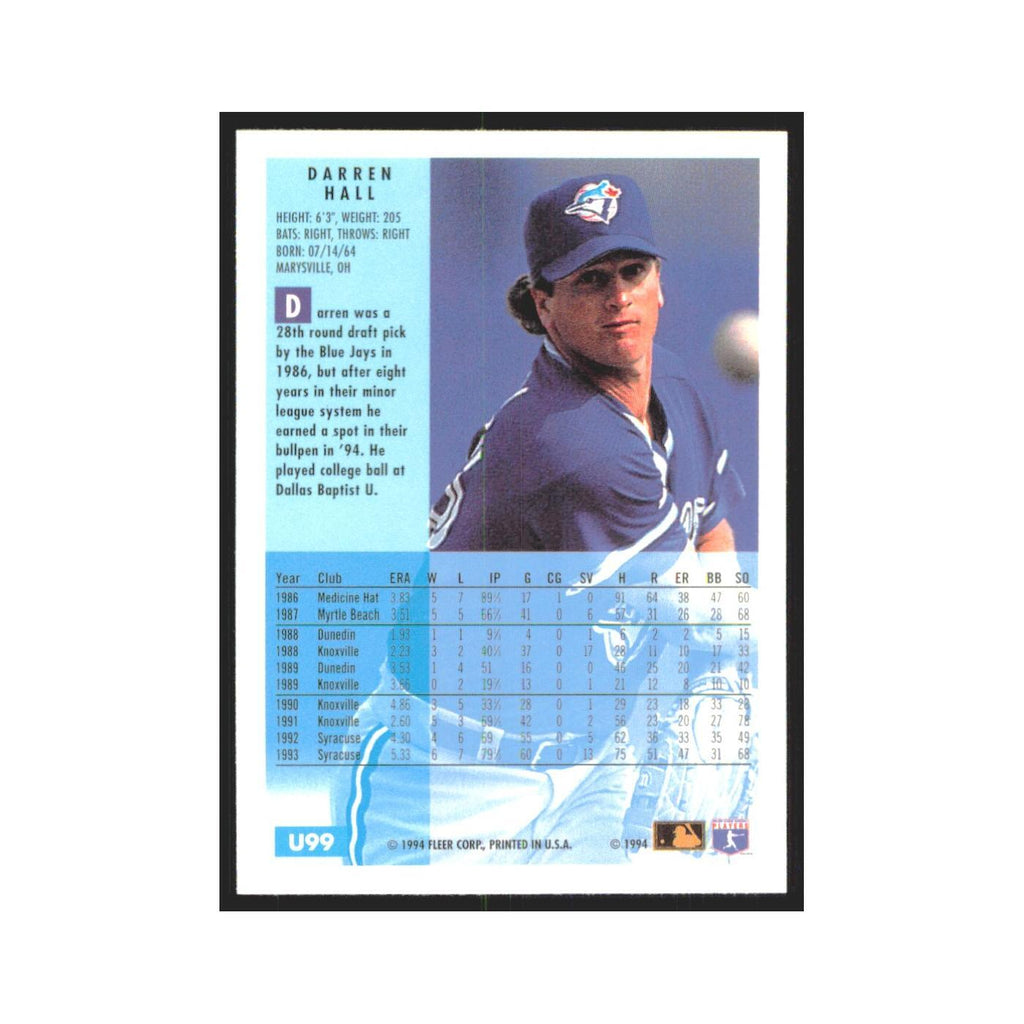 Darren Hall Rookie 1994 Fleer Update #U99 Toronto Blue Jays Baseball Card NM