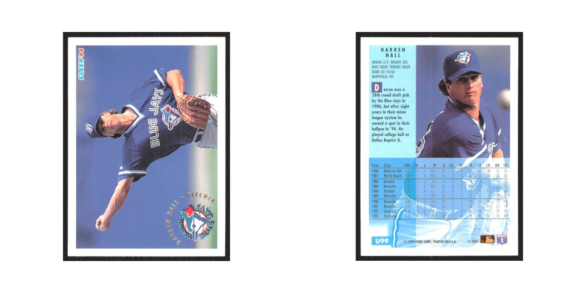 Darren Hall Rookie 1994 Fleer Update #U99 Toronto Blue Jays Baseball Card NM