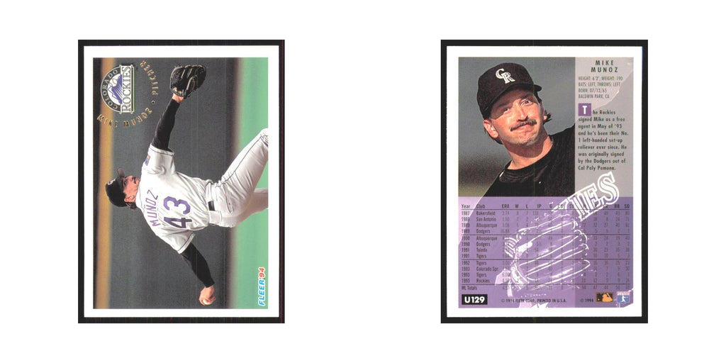 Mike Munoz 1994 Fleer Update #U129 Colorado Rockies Baseball Card NM