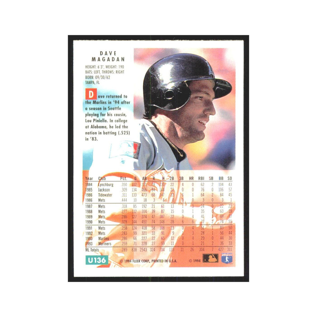 Dave Magadan 1994 Fleer Update #U136 Florida Marlins Baseball Card NM