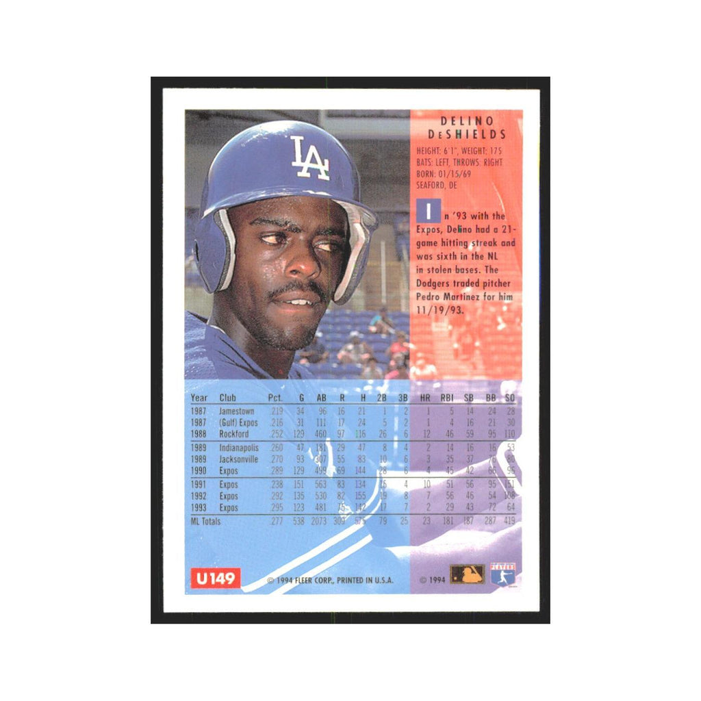 Delino DeShields 1994 Fleer Update #U149 Los Angeles Dodgers Baseball Card NM