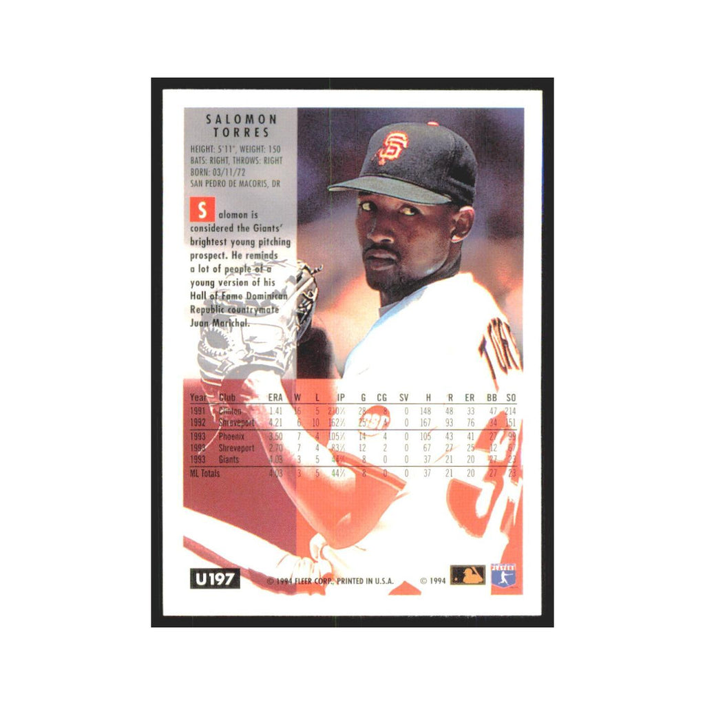 Salomon Torres 1994 Fleer Update #U197 San Francisco Giants Baseball Card NM