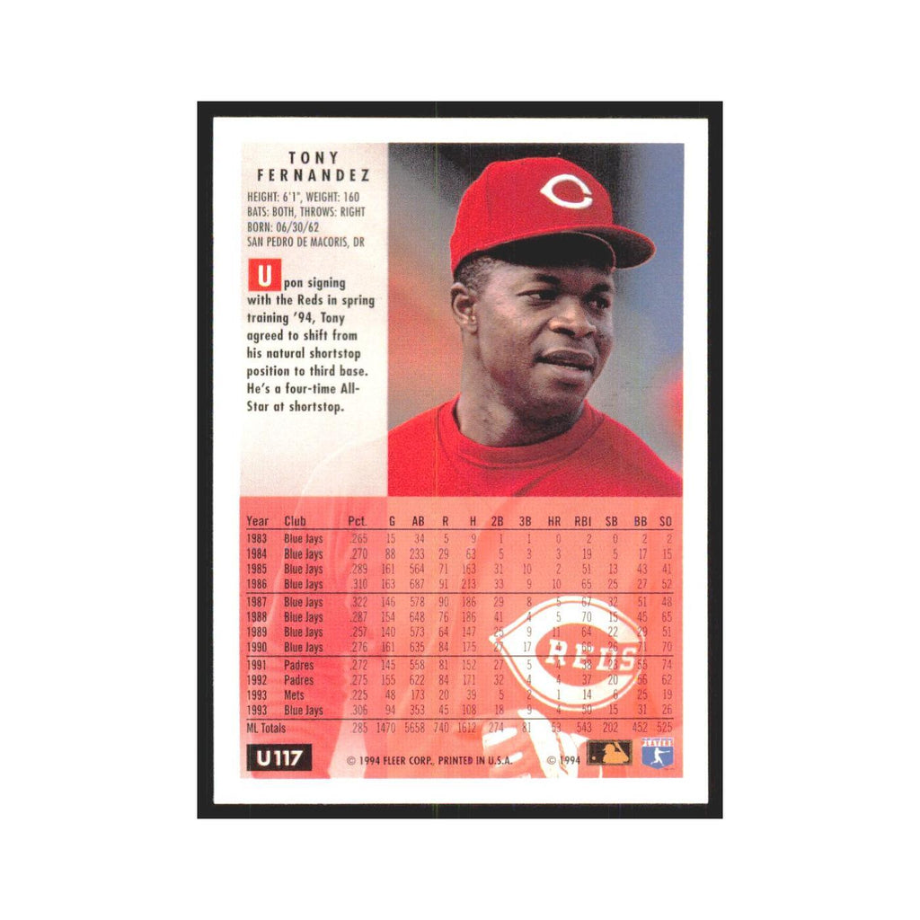 Tony Fernandez 1994 Fleer Update #U117 Cincinnati Reds Baseball Card NM