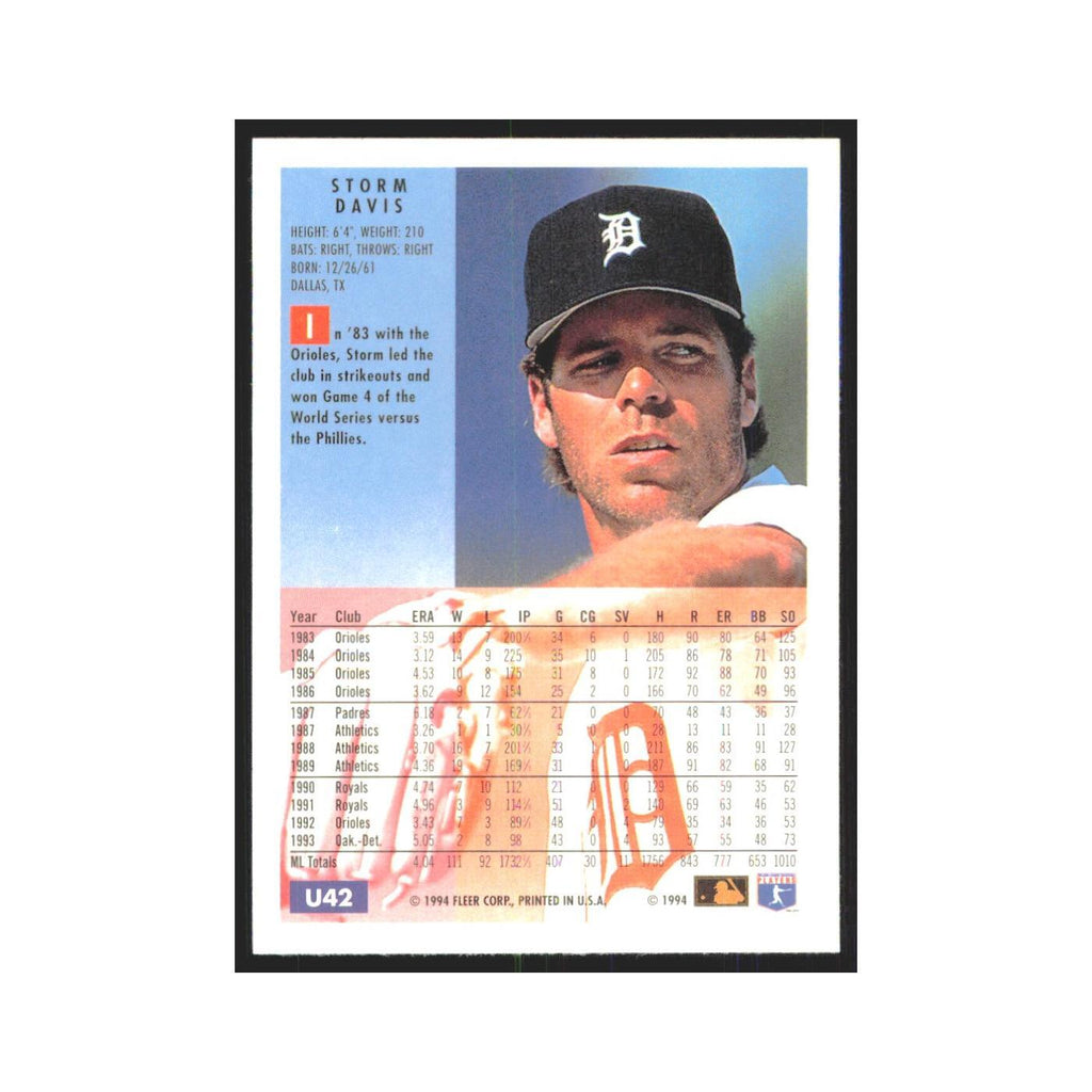 Storm Davis 1994 Fleer Update #U42 Detroit Tigers Baseball Card NM