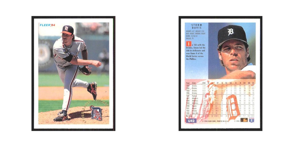 Storm Davis 1994 Fleer Update #U42 Detroit Tigers Baseball Card NM