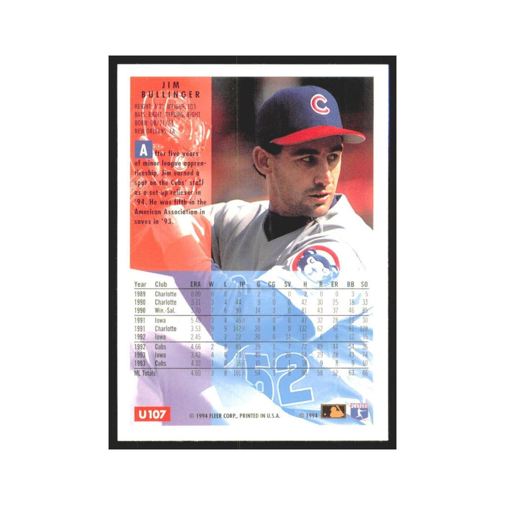 Jim Bullinger 1994 Fleer Update #U107 Chicago Cubs Baseball Card NM