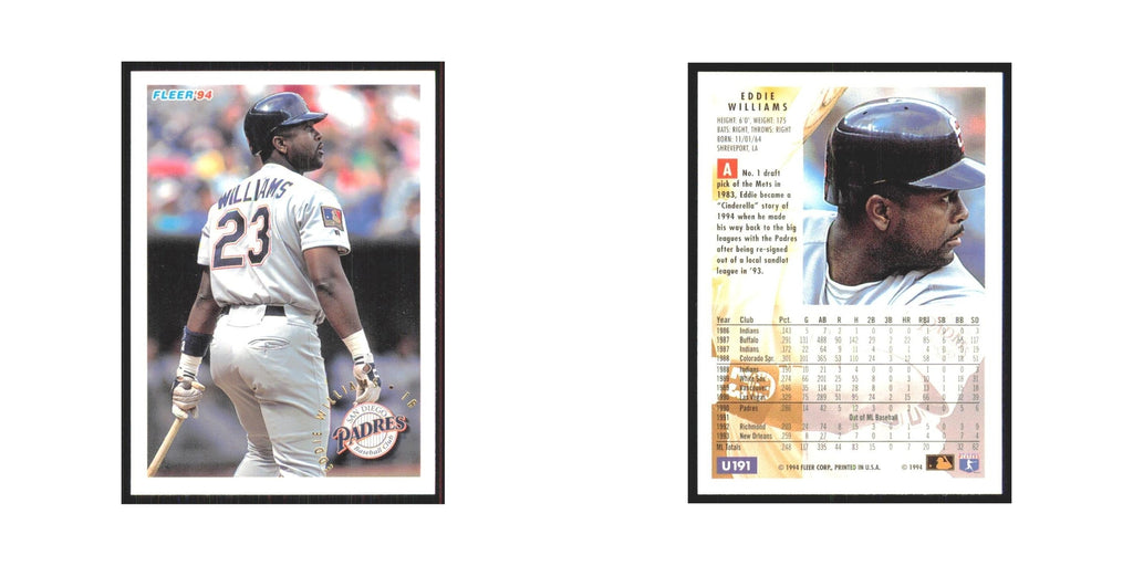 Eddie Williams 1994 Fleer Update #U191 San Diego Padres Baseball Card NM