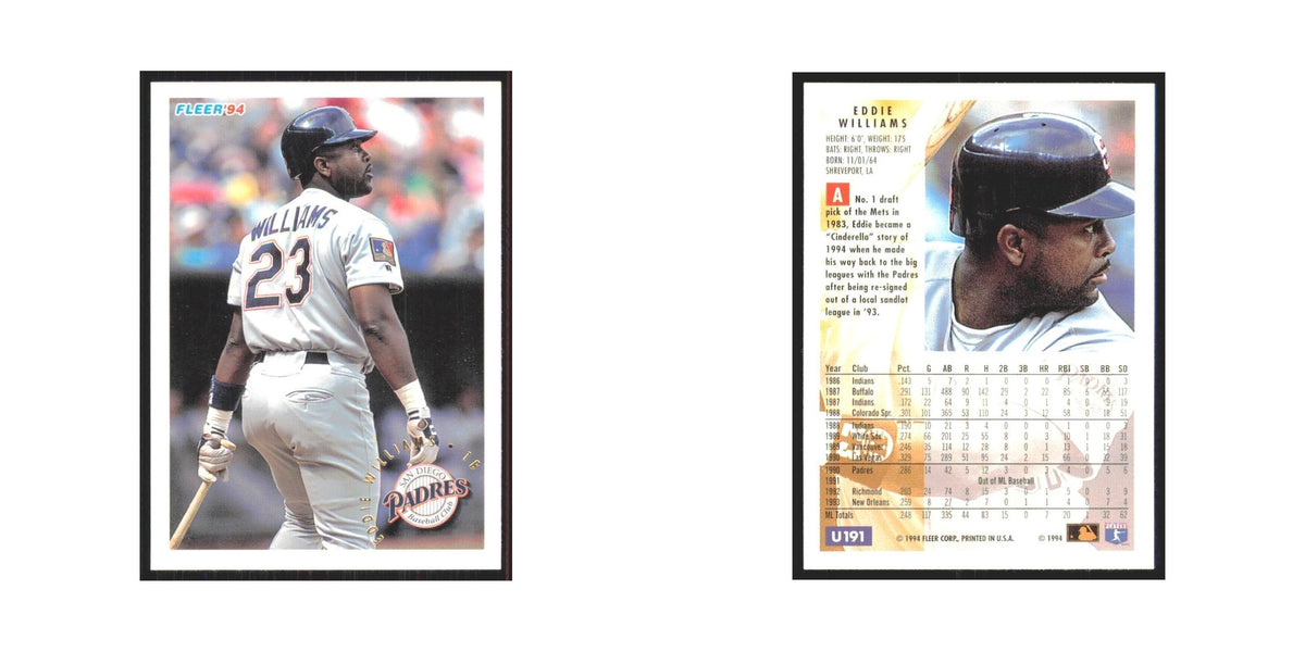 Eddie Williams 1994 Fleer Update #U191 San Diego Padres Baseball Card NM