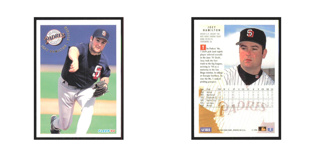 Joey Hamilton 1994 Fleer Update #U185 San Diego Padres Baseball Card NM