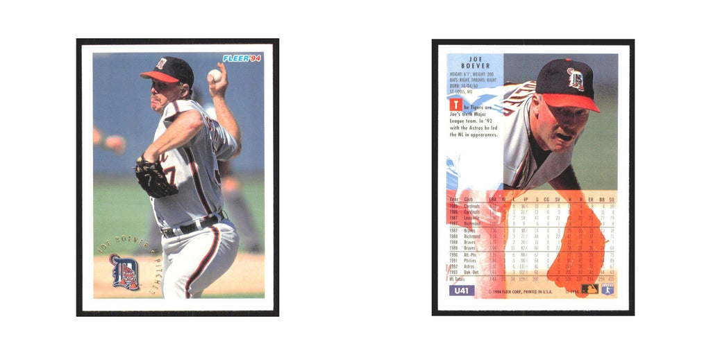 Joe Boever 1994 Fleer Update #U41 Detroit Tigers Baseball Card NM