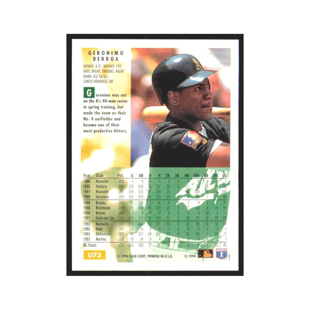 Geronimo Berroa 1994 Fleer Update #U73 Oakland Athletics Baseball Card NM