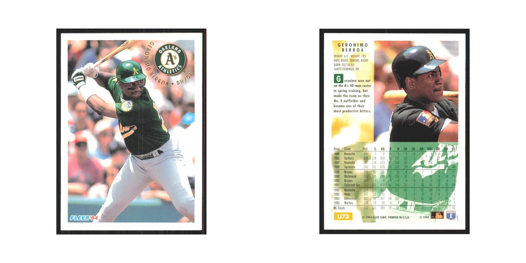 Geronimo Berroa 1994 Fleer Update #U73 Oakland Athletics Baseball Card NM