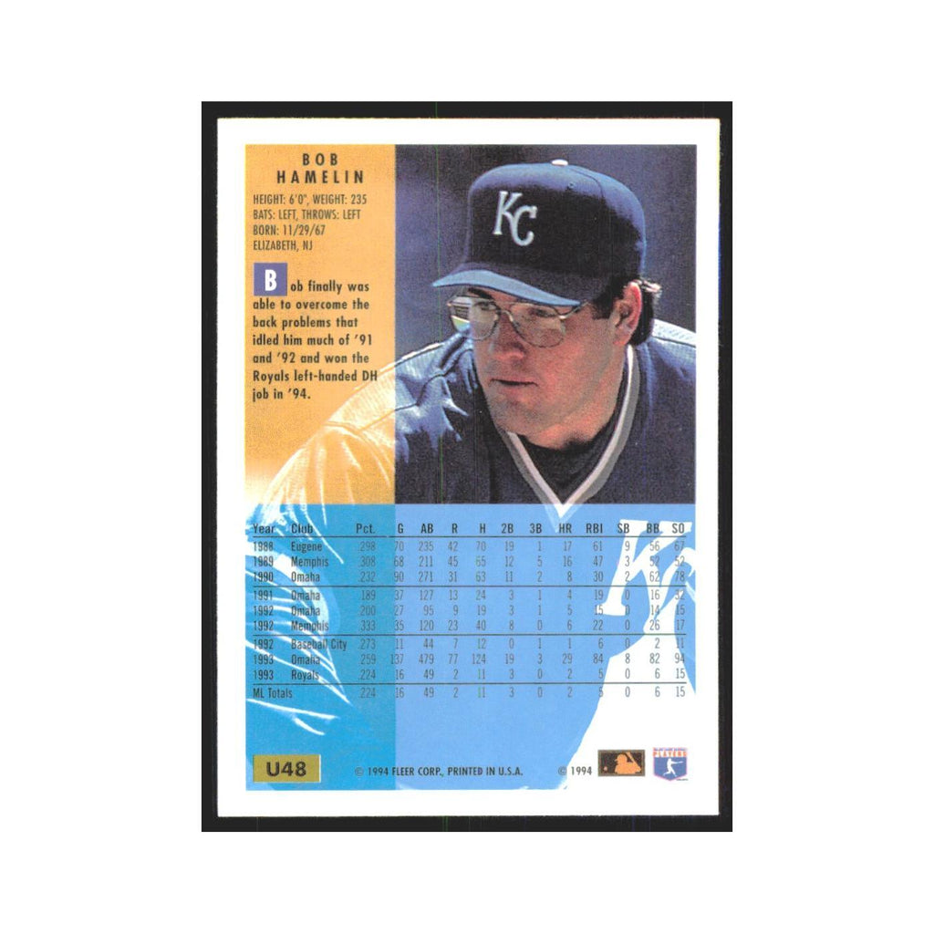 Bob Hamelin 1994 Fleer Update #U48 Kansas City Royals Baseball Card NM