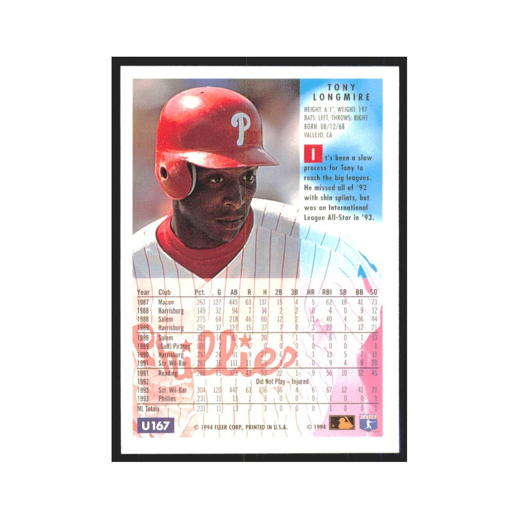 Tony Longmire 1994 Fleer Update #U167 Philadelphia Phillies Baseball Card NM