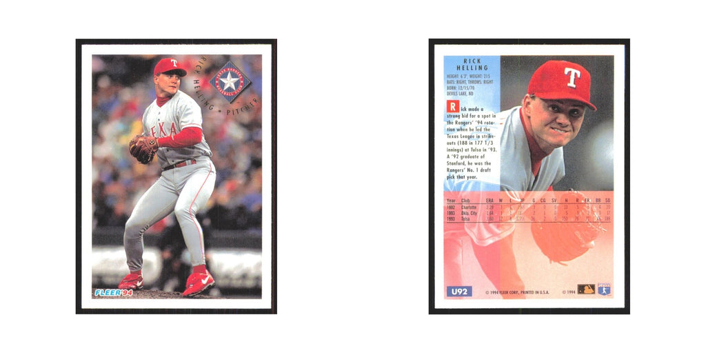 Rick Helling 1994 Fleer Update #U92 Texas Rangers Baseball Card NM