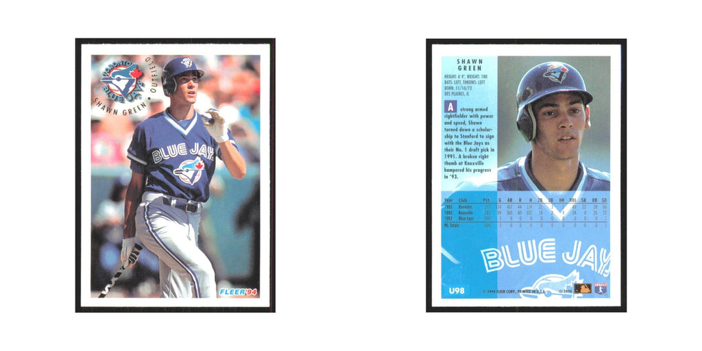 Shawn Green 1994 Fleer Update #U98 Toronto Blue Jays Baseball Card NM