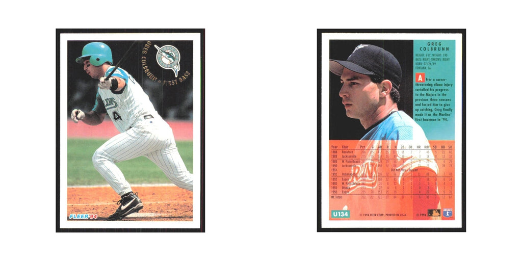 Greg Colbrunn 1994 Fleer Update #U134 Florida Marlins Baseball Card NM