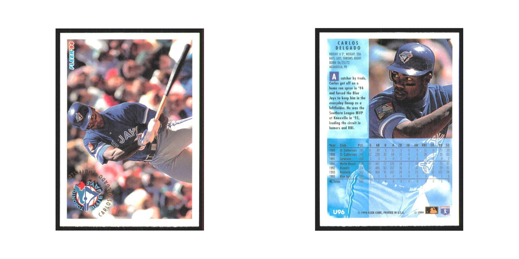 Carlos Delgado 1994 Fleer Update #U96 Toronto Blue Jays Baseball Card NM