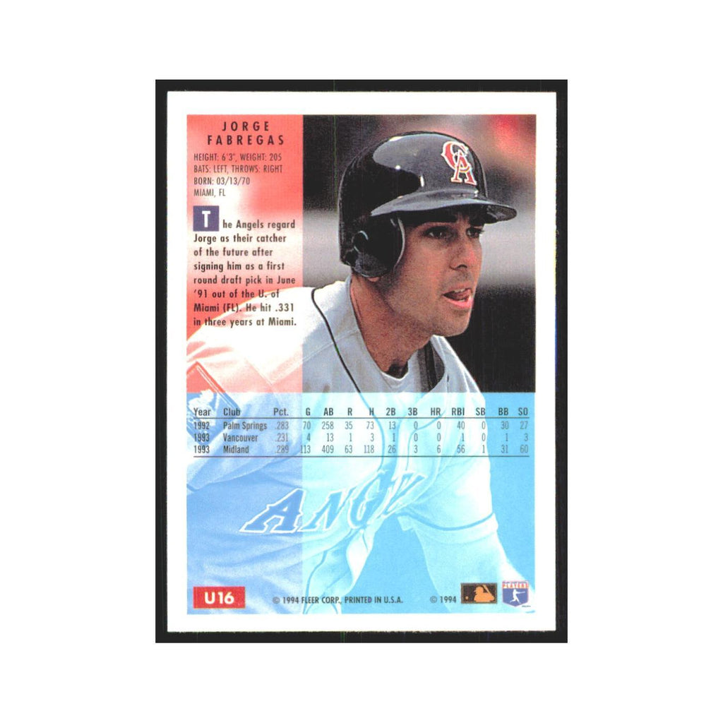 Jorge Fabregas 1994 Fleer Update #U16 California Angels Baseball Card NM